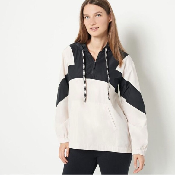 Susan Graver Tops - Susan Graver SG Sport Colorblocked Pullover Hooded Jacket Women's Top Bl…